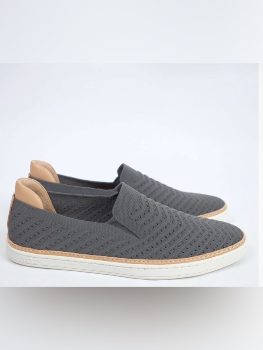 UGG Men's Charcoal Knit Slip-On Loafers with Tan Accents